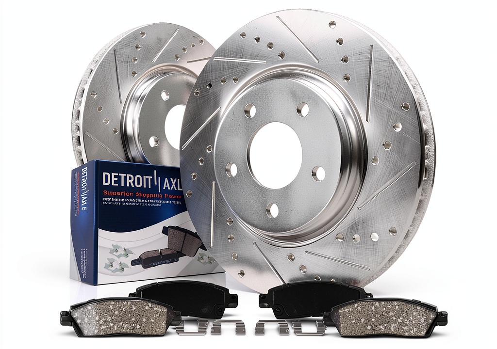Detroit Axle rear brake kit installed on a Dodge Durango rear axle