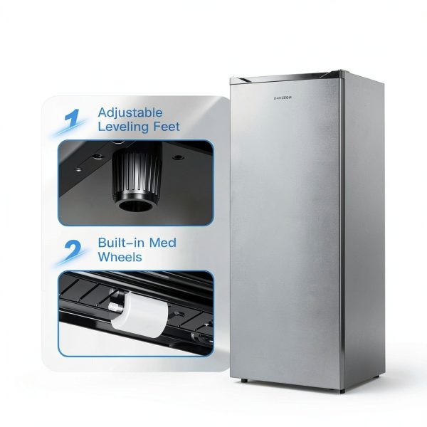 Upright Freezer BANGSON 6.5 Cu.ft Silver Standup with Reversible Door-4
