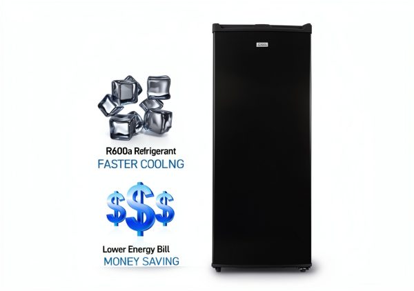 Commercial Cool Upright Freezer 6 Cu Ft with Reversible Door Black-6
