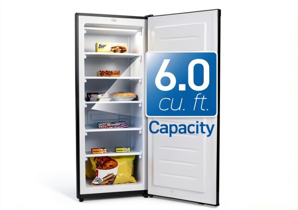 Commercial Cool Upright Freezer 6 Cu Ft with Reversible Door Black-1
