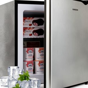 BANGSON Upright Freezer,1.1Cu.ft Mini Freezer with Removable Shelf, Single Door Compact Freezer for Home, Kitchen, Office, Apartment(Silver)-0