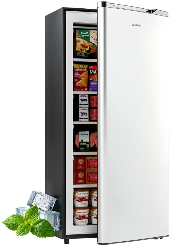 Upright Freezer BANGSON 6.5 Cu.ft Silver Standup with Reversible Door-0